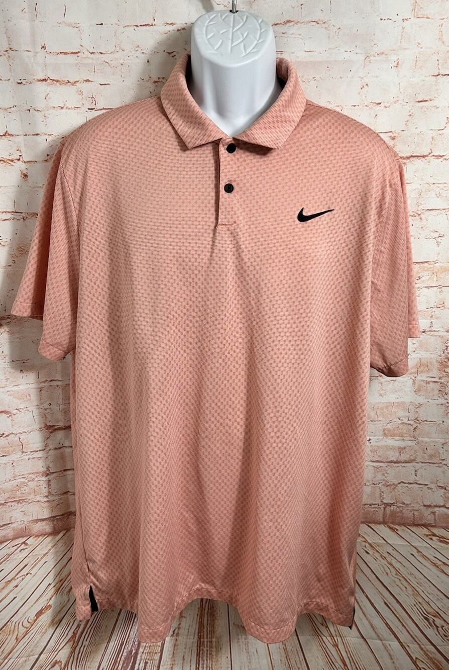 Men's Nike Dri-Fit Polo Shirt Sz XL Orange Black Swoosh Athletic Preformance
